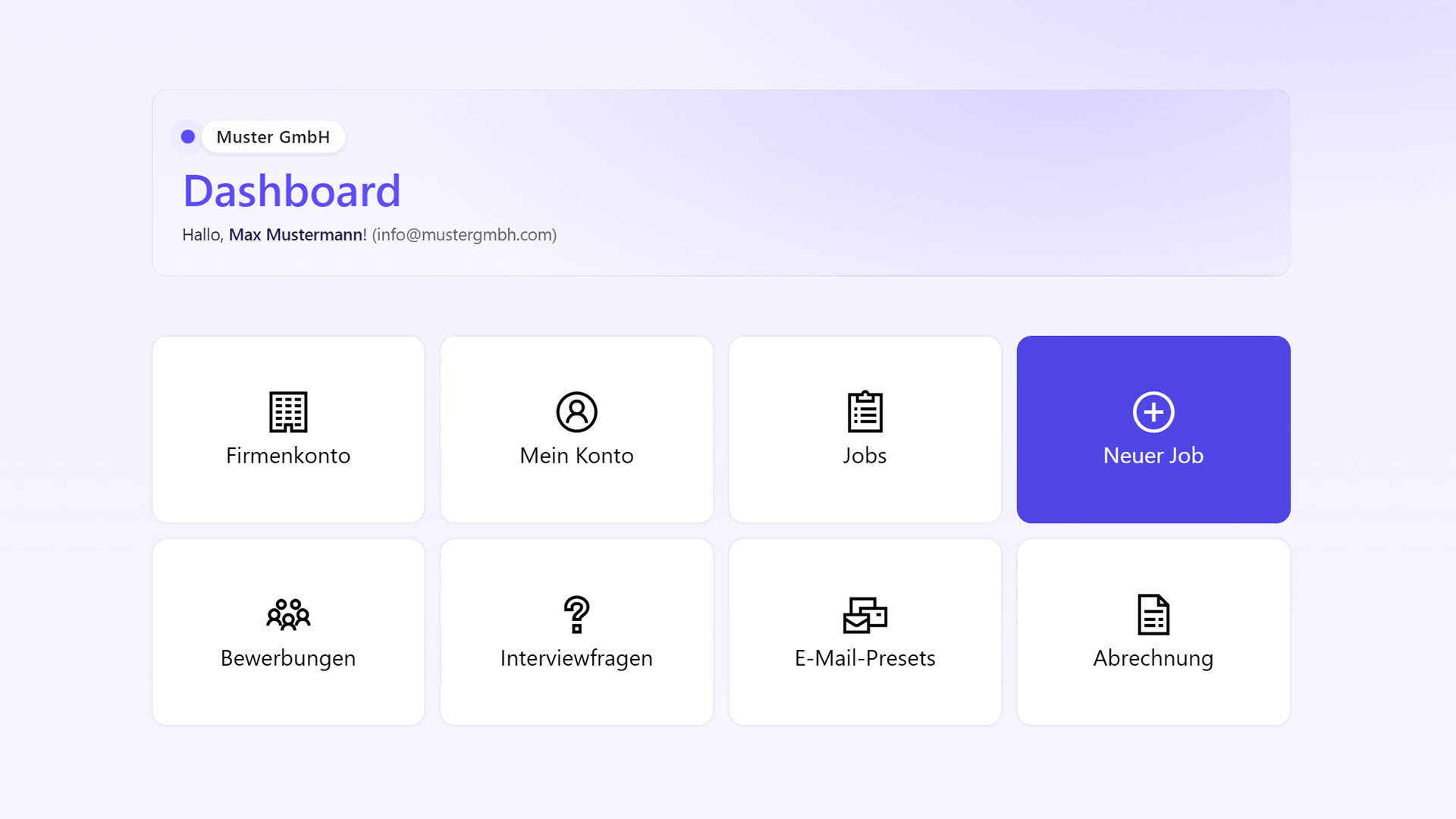 Produkt-Screenshot Jobs in Kassel: übersichtliches Dashboard